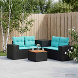 vidaXL 6-Piece Sofa Set Black Poly Rattan and Steel