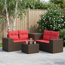vidaXL 6-Piece Sofa Set Black Poly Rattan and Steel