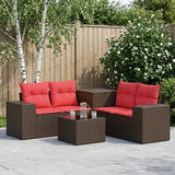 vidaXL 6-Piece Sofa Set Black Poly Rattan and Steel
