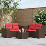 vidaXL 6-Piece Sofa Set Black Poly Rattan and Steel