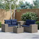 vidaXL 6-Piece Sofa Set Black Poly Rattan and Steel