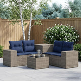 vidaXL 6-Piece Sofa Set Black Poly Rattan and Steel