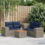 vidaXL 6-Piece Sofa Set Black Poly Rattan and Steel