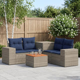 vidaXL 6-Piece Sofa Set Black Poly Rattan and Steel