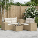 vidaXL 6-Piece Sofa Set Black Poly Rattan and Steel