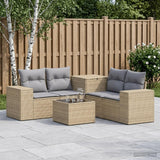 vidaXL 6-Piece Sofa Set Black Poly Rattan and Steel