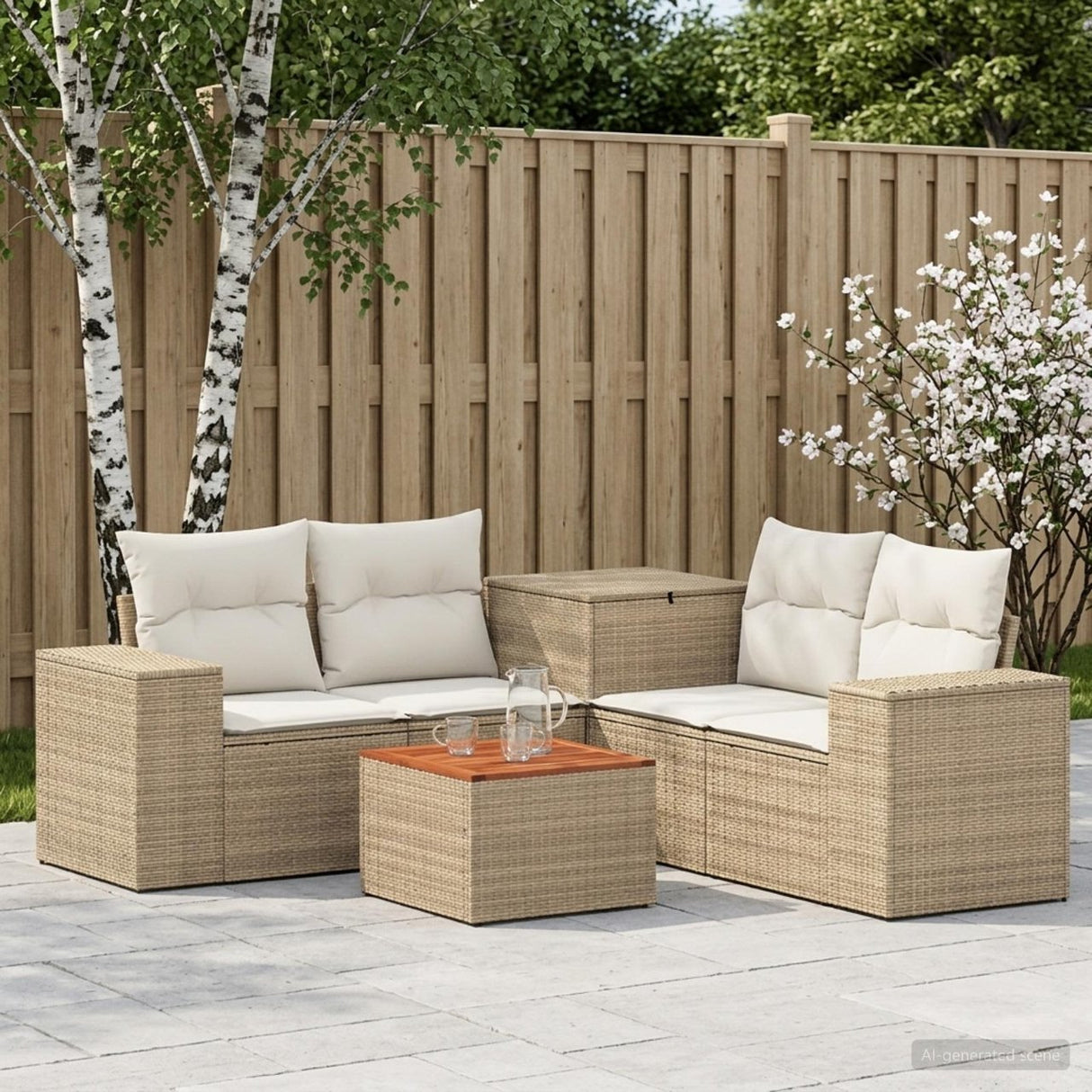 vidaXL 6-Piece Sofa Set Black Poly Rattan and Steel