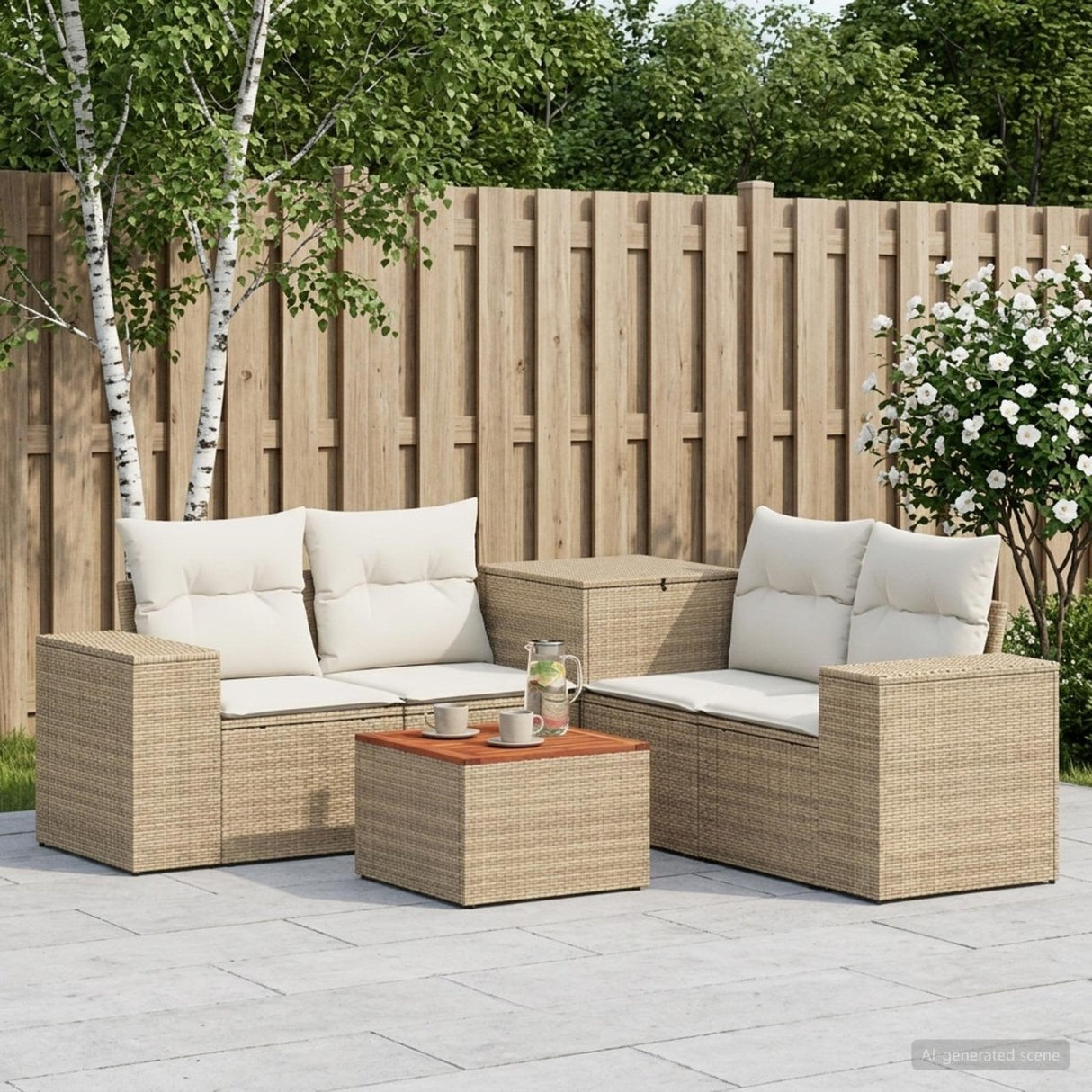 vidaXL 6-Piece Sofa Set Black Poly Rattan and Steel