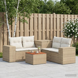 vidaXL 6-Piece Sofa Set Black Poly Rattan and Steel