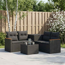 vidaXL Bankstel 6 st Zwart Poly Rattan en Staal