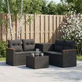 vidaXL Bankstel 6 st Zwart Poly Rattan en Staal