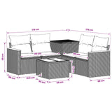 vidaXL Bankstel 6 st Zwart Poly Rattan en Staal