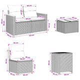 vidaXL Bankstel 6 st Zwart Poly Rattan en Staal