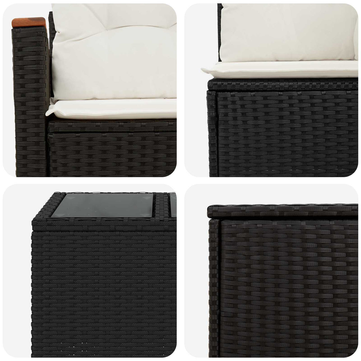 vidaXL Bankstel 6 st Zwart Poly Rattan en Staal