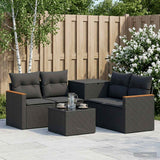 vidaXL Bankstel 6 st Zwart Poly Rattan en Staal
