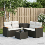 vidaXL Bankstel 6 st Zwart Poly Rattan en Staal