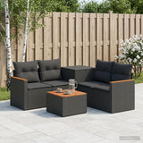 vidaXL Bankstel 6 st Zwart Poly Rattan en Staal