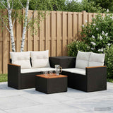 vidaXL Bankstel 6 st Zwart Poly Rattan en Staal