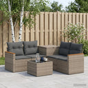 vidaXL Bankstel 6 st Zwart Poly Rattan en Staal
