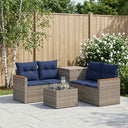 vidaXL Bankstel 6 st Zwart Poly Rattan en Staal