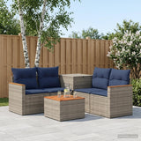 vidaXL Bankstel 6 st Zwart Poly Rattan en Staal