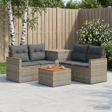 vidaXL Bankstel 6 st Zwart Poly Rattan en Staal