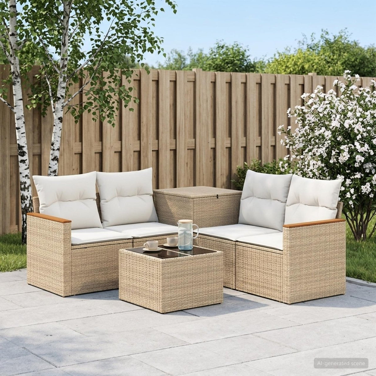 vidaXL Bankstel 6 st Zwart Poly Rattan en Staal
