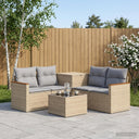 vidaXL Bankstel 6 st Zwart Poly Rattan en Staal