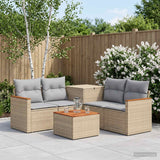 vidaXL Bankstel 6 st Zwart Poly Rattan en Staal