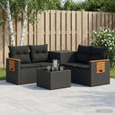 vidaXL Bankstel 6 st Zwart Poly Rattan en Staal