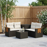 vidaXL Bankstel 6 st Zwart Poly Rattan en Staal