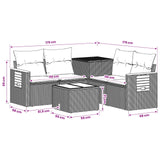 vidaXL Bankstel 6 st Zwart Poly Rattan en Staal