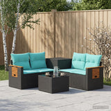 vidaXL Bankstel 6 st Zwart Poly Rattan en Staal