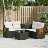vidaXL Bankstel 6 st Zwart Poly Rattan en Staal