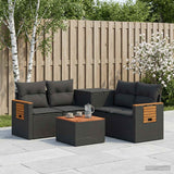 vidaXL Bankstel 6 st Zwart Poly Rattan en Staal