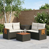 vidaXL Bankstel 6 st Zwart Poly Rattan en Staal
