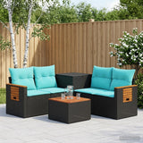 vidaXL Bankstel 6 st Zwart Poly Rattan en Staal