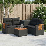 vidaXL Bankstel 6 st Zwart Poly Rattan en Staal