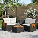 vidaXL Bankstel 6 st Zwart Poly Rattan en Staal