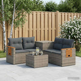 vidaXL Bankstel 6 st Zwart Poly Rattan en Staal