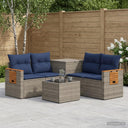 vidaXL Bankstel 6 st Zwart Poly Rattan en Staal