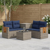 vidaXL Bankstel 6 st Zwart Poly Rattan en Staal