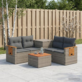 vidaXL Bankstel 6 st Zwart Poly Rattan en Staal