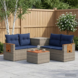 vidaXL Bankstel 6 st Zwart Poly Rattan en Staal