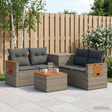 vidaXL Bankstel 6 st Zwart Poly Rattan en Staal
