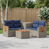 vidaXL Bankstel 6 st Zwart Poly Rattan en Staal