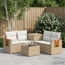 vidaXL Bankstel 6 st Zwart Poly Rattan en Staal