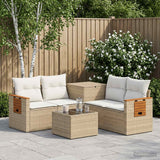 vidaXL Bankstel 6 st Zwart Poly Rattan en Staal
