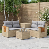 vidaXL Bankstel 6 st Zwart Poly Rattan en Staal