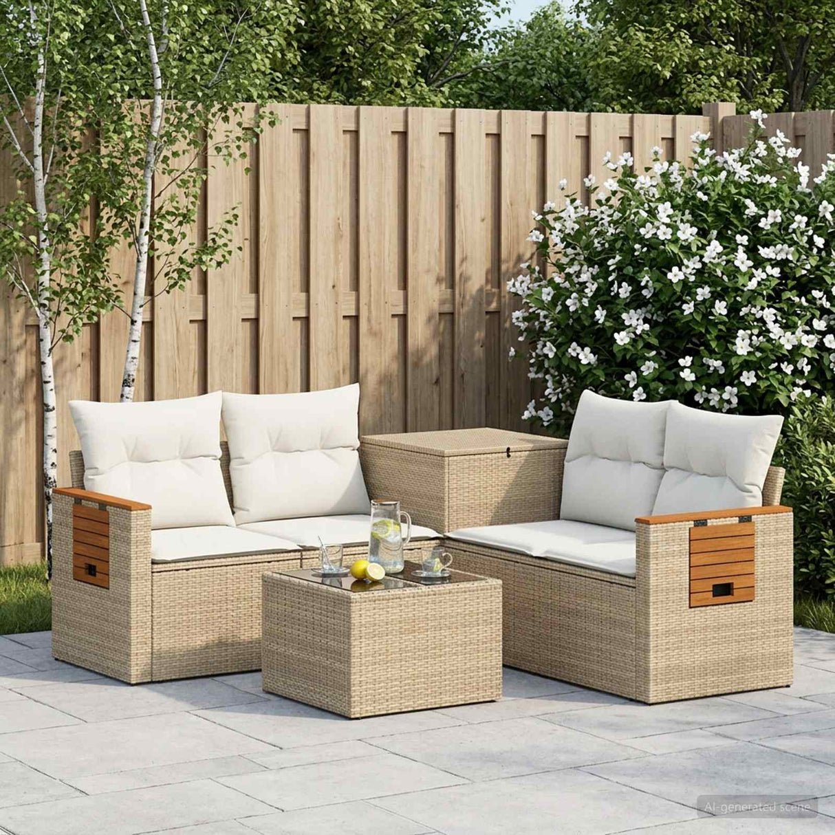 vidaXL Bankstel 6 st Zwart Poly Rattan en Staal